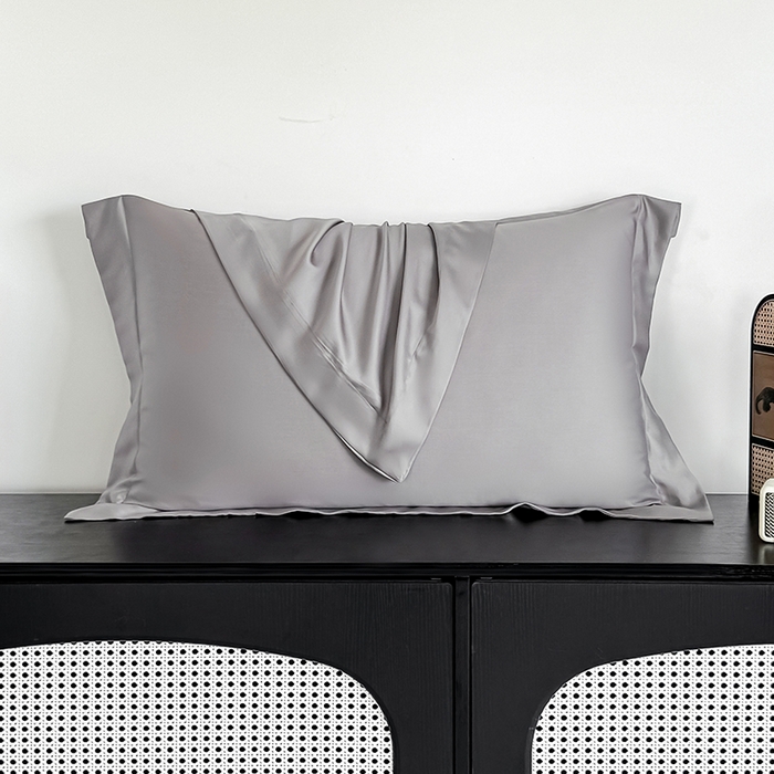 91家纺网 家纺一手货源 找家纺 金喜 2025新款LF级60支莱赛尔天丝枕套宽边枕套 都市灰
