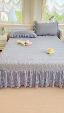 91家纺网 家纺一手货源 找家纺 （总）慧菲  2025新款PE高分子凉感席床裙凉席三件套 【6-7斤】