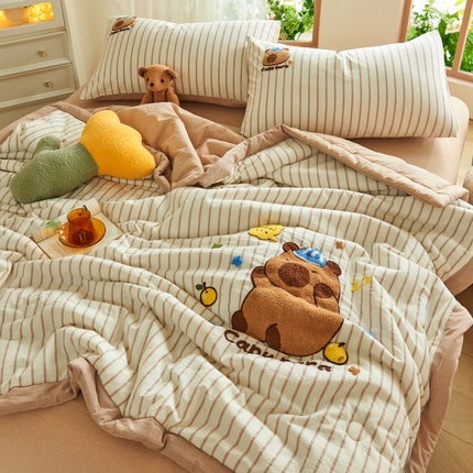 91家纺网 家纺一手货源 找家纺 （总）徕米家居  2025新款色织全棉纯棉绣花夏被夏凉被空调被四件套