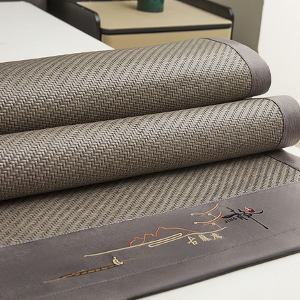 91家纺网 家纺一手货源 找家纺 （总）卡罗兰 2025新款PE超冷感霸王藤刺绣凉席冰藤席床单款