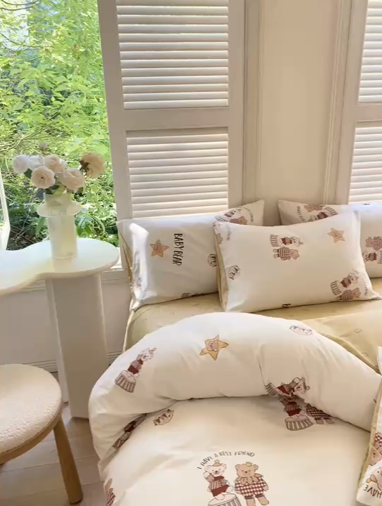 91家纺网 家纺一手货源 找家纺 黑马家居 2025新款全棉喷气13070印花四件套 马戏团