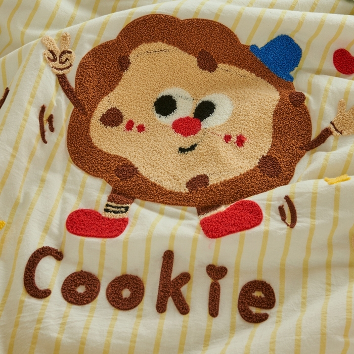 91家纺网 家纺一手货源 找家纺 2025新款色织全棉纯棉绣花单夏被夏凉被空调被 条纹曲奇