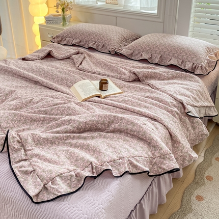 91家纺网 家纺一手货源 找家纺 （总）希朵家纺 2025新款木棉皱皱纱多功能床盖四件套