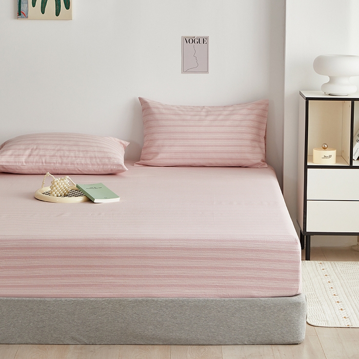 91家纺网 家纺一手货源 找家纺 怡家居 2025新款全棉老粗布床单床笠三件套 彼年-豆沙