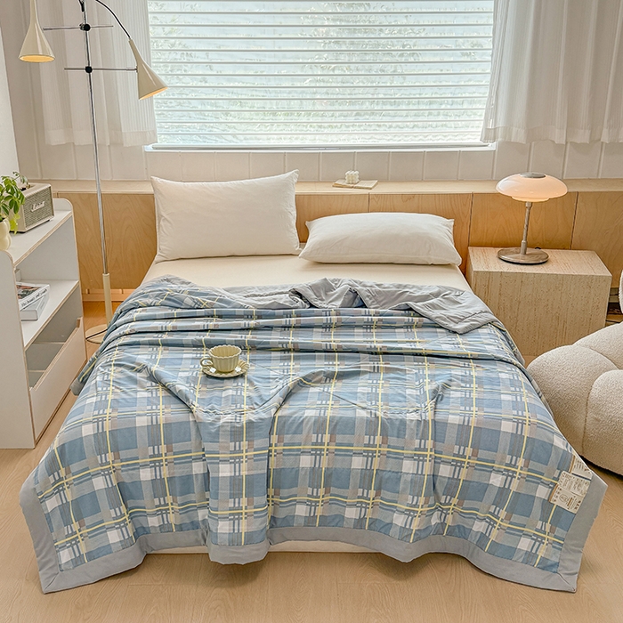 91家纺网 家纺一手货源 找家纺 博弈家纺 2025新款水洗棉棉花夏被 绅士