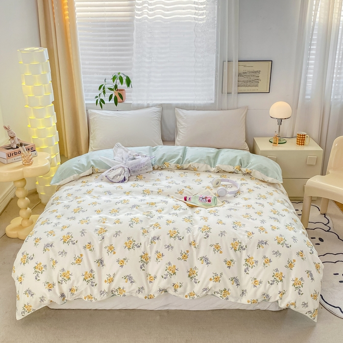 91家纺网 家纺一手货源 找家纺 黑马家居 2025新款全棉喷气13070印花四件套 花间