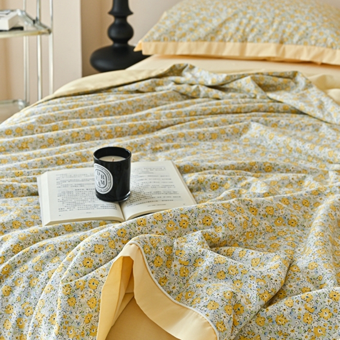 91家纺网 家纺一手货源 找家纺 金喜 2025新款天丝棉大豆印花夏凉被夏被四件套 黛西