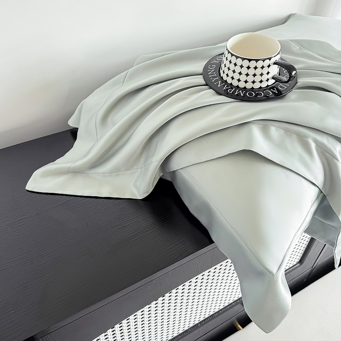 91家纺网 家纺一手货源 找家纺 金喜 2025新款LF级60支莱赛尔天丝枕套宽边枕套 竹青