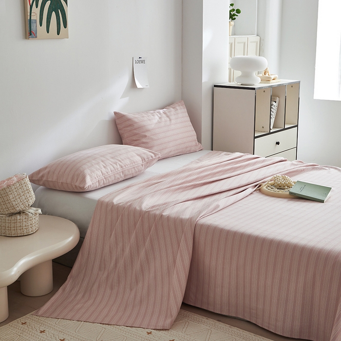 91家纺网 家纺一手货源 找家纺 怡家居 2025新款全棉老粗布床单床笠三件套 彼年-豆沙