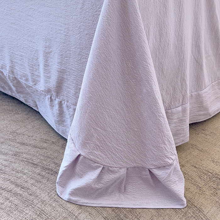 91家纺网 家纺一手货源 找家纺 竹合家纺 2025新款云感皱皱四件套-镂空花边款法式  花边款-紫萱花