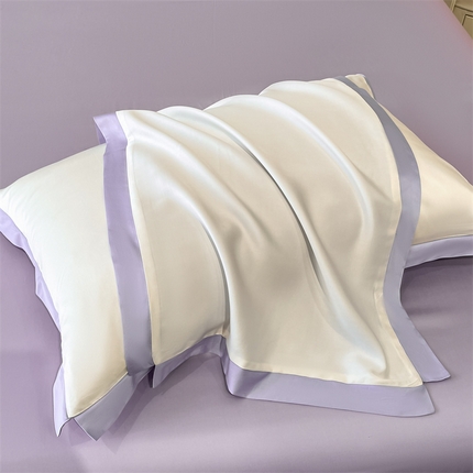 91家纺网 家纺一手货源 找家纺 梦舒羽 2025新款水洗真丝枕套冰丝凉感枕头套夏天薄款枕芯套 奶油浅紫