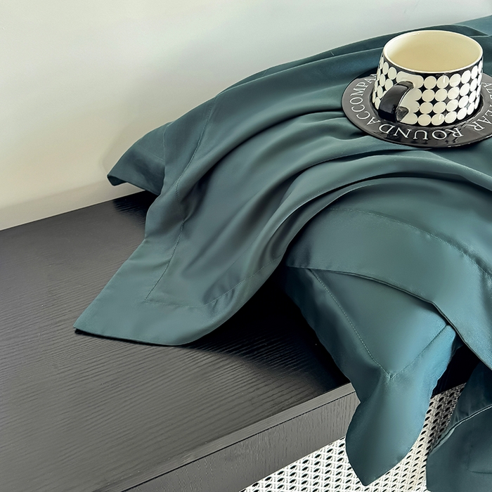 91家纺网 家纺一手货源 找家纺 金喜 2025新款LF级60支莱赛尔天丝枕套宽边枕套 曼岛绿