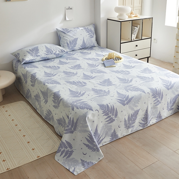 91家纺网 家纺一手货源 找家纺 怡家居 2025新款全棉老粗布床单床笠三件套 初雪