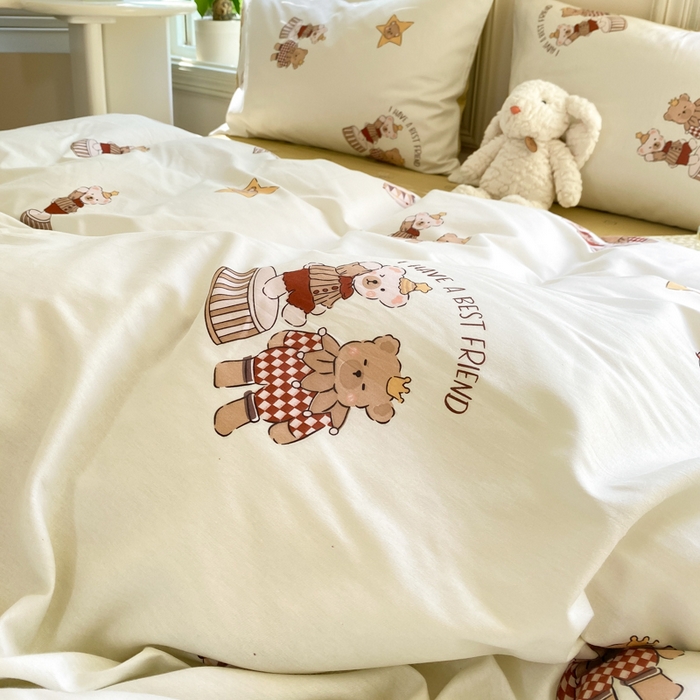 91家纺网 家纺一手货源 找家纺 黑马家居 2025新款全棉喷气13070印花四件套 马戏团