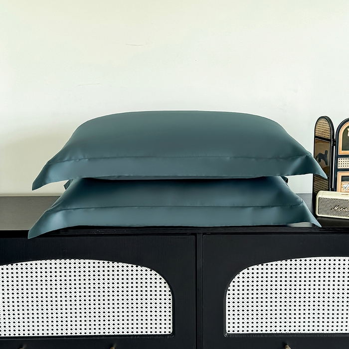 91家纺网 家纺一手货源 找家纺 金喜 2025新款LF级60支莱赛尔天丝枕套宽边枕套 曼岛绿