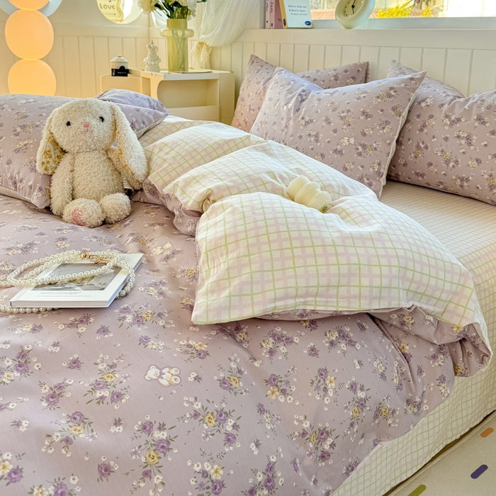 91家纺网 家纺一手货源 找家纺 黑马家居 2025新款全棉喷气13070印花四件套 花园小熊