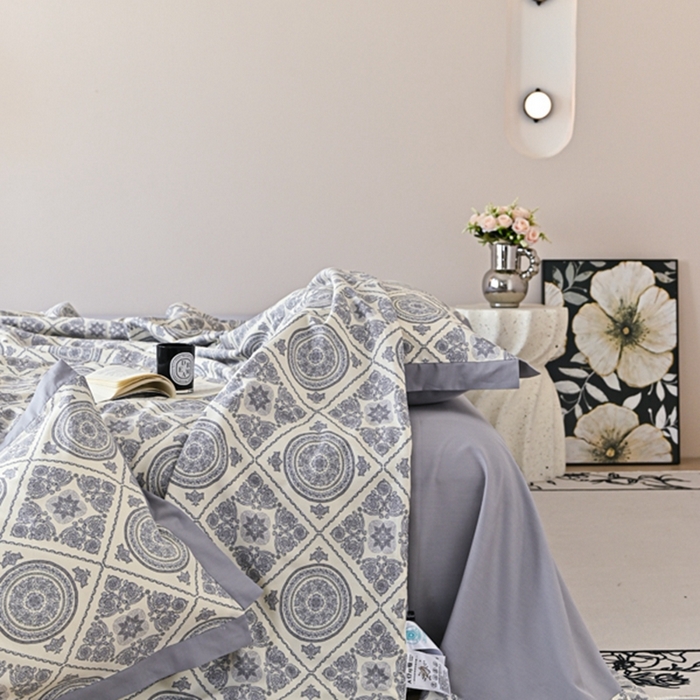 91家纺网 家纺一手货源 找家纺 金喜 2025新款天丝棉大豆印花夏凉被夏被四件套 莱雅