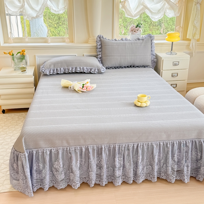 91家纺网 家纺一手货源 找家纺 （总）慧菲  2025新款PE高分子凉感席床裙凉席三件套 【6-7斤】