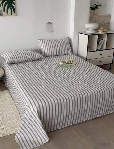 91家纺网 家纺一手货源 找家纺 怡家居 2025新款全棉老粗布床单床笠三件套 初夏-蓝