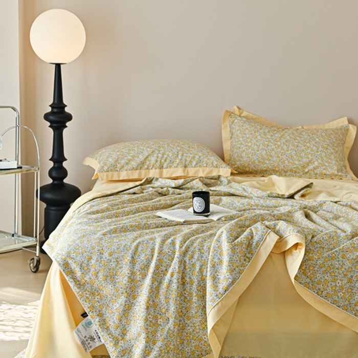 91家纺网 家纺一手货源 找家纺 金喜 2025新款天丝棉大豆印花夏凉被夏被四件套 黛西