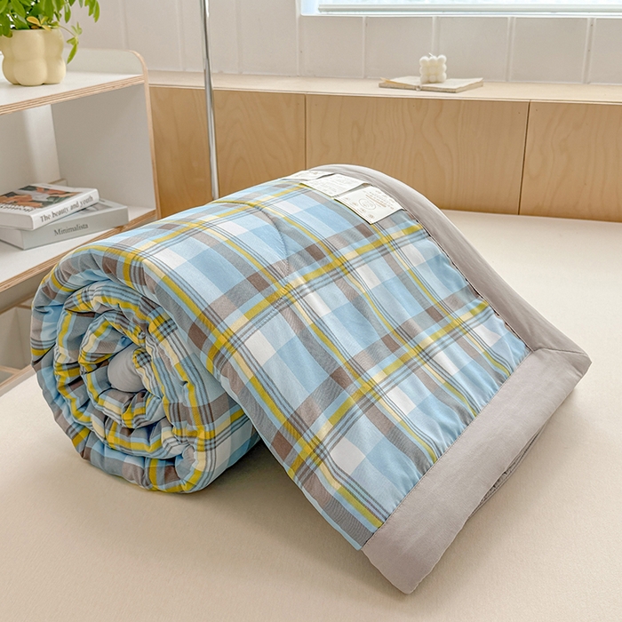 91家纺网 家纺一手货源 找家纺 博弈家纺 2025新款水洗棉棉花夏被 漫格