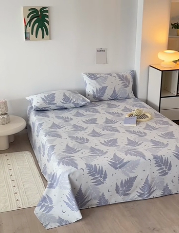 91家纺网 家纺一手货源 找家纺 怡家居 2025新款全棉老粗布床单床笠三件套 初雪