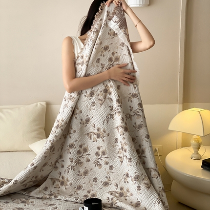 麻依 2025新款全棉精细纱民宿纱布毯子四层 时屿