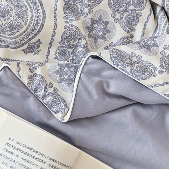 91家纺网 家纺一手货源 找家纺 金喜 2025新款天丝棉大豆印花夏凉被夏被四件套 莱雅