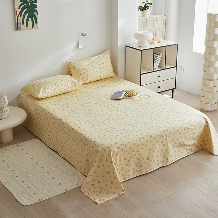 91家纺网 家纺一手货源 找家纺 怡家居 2025新款全棉老粗布床单床笠三件套 流云