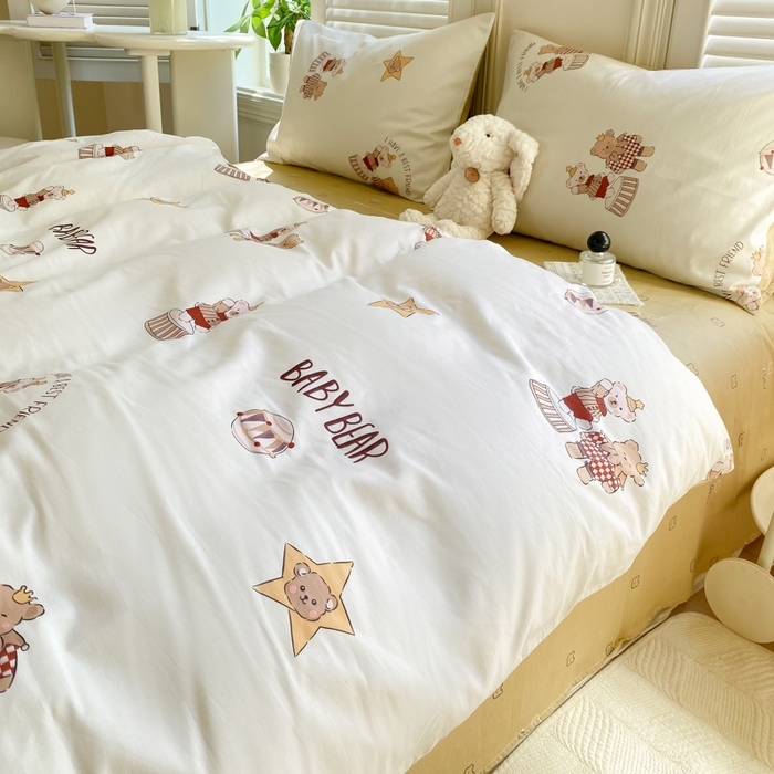 91家纺网 家纺一手货源 找家纺 黑马家居 2025新款全棉喷气13070印花四件套 马戏团