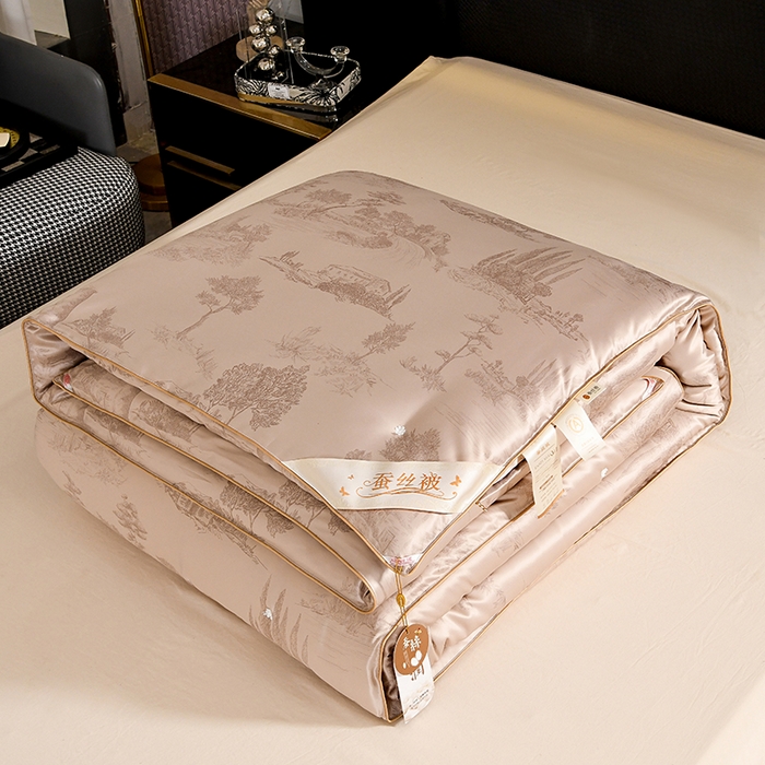 91家纺网 家纺一手货源 找家纺 鑫田家纺 2025新款天丝蚕丝被100%柞蚕丝夏被莱赛尔天丝数码印花 香槟