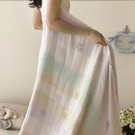 麻依 2025新款色织提花天丝棉冷感毯系列 朵朵