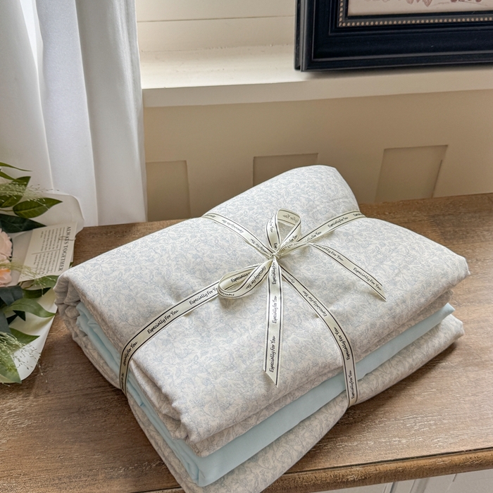 91家纺网 家纺一手货源 找家纺 2025新款全棉有氧双层纱系列套件 清辞