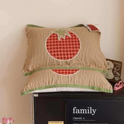 91家纺网 家纺一手货源 找家纺 2025新款纯棉全棉纱布枕巾一对装全棉四层纱布 西红柿