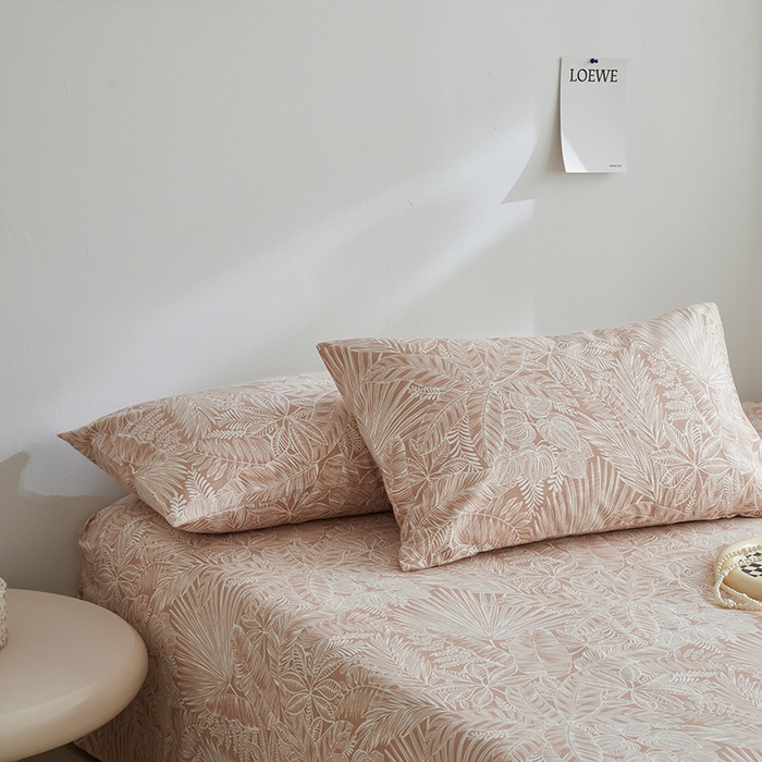 91家纺网 家纺一手货源 找家纺 怡家居 2025新款全棉老粗布床单床笠三件套 染心-咖