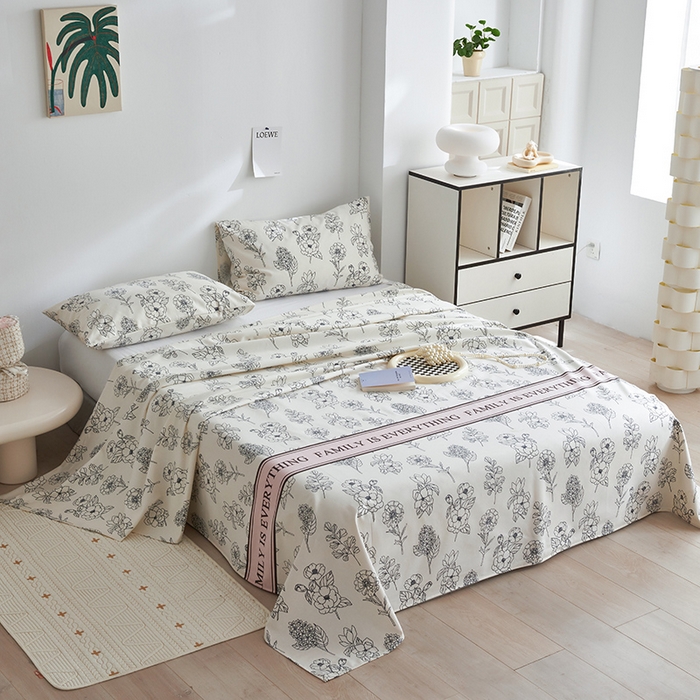 91家纺网 家纺一手货源 找家纺 怡家居 2025新款全棉老粗布床单床笠三件套 云舒