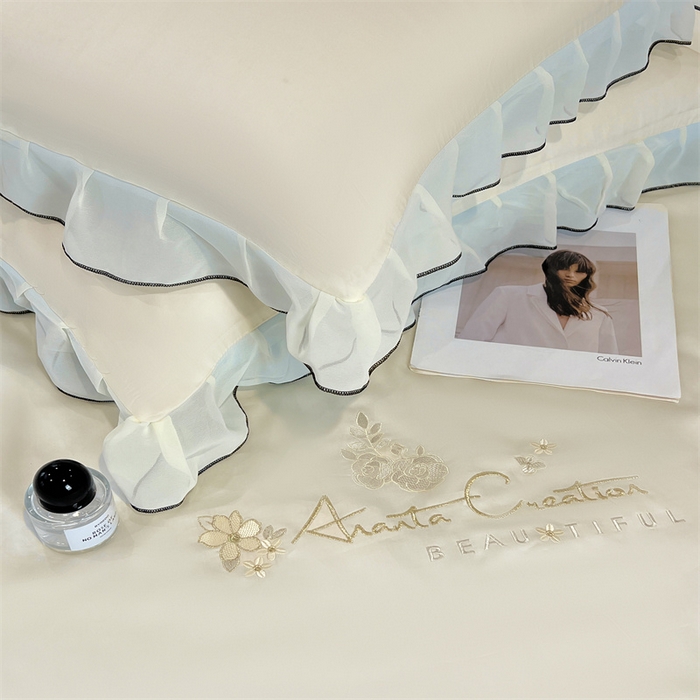 91家纺网 家纺一手货源 找家纺 （总）梦舒羽 2025新款水洗真丝花边枕套凉感枕头套夏天薄款枕芯套