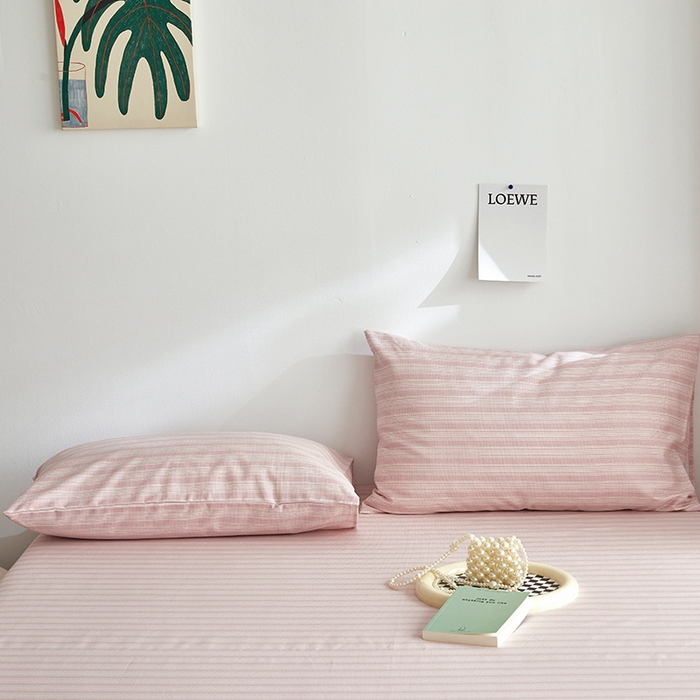 91家纺网 家纺一手货源 找家纺 怡家居 2025新款全棉老粗布床单床笠三件套 彼年-豆沙