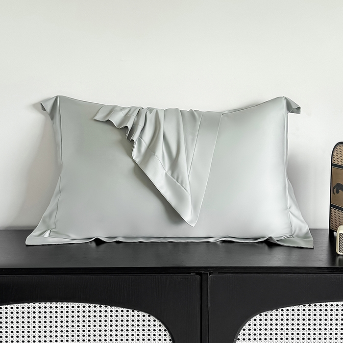 91家纺网 家纺一手货源 找家纺 金喜 2025新款LF级60支莱赛尔天丝枕套宽边枕套 竹青