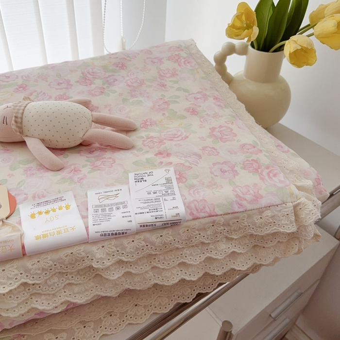 91家纺网 家纺一手货源 找家纺 于果2025新款双层纱花边款夏被 欧若拉