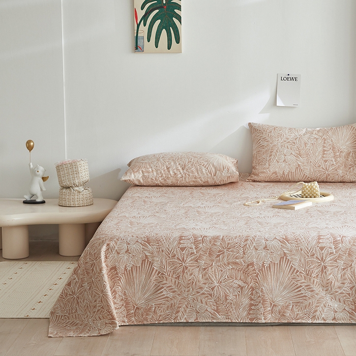 91家纺网 家纺一手货源 找家纺 怡家居 2025新款全棉老粗布床单床笠三件套 染心-咖