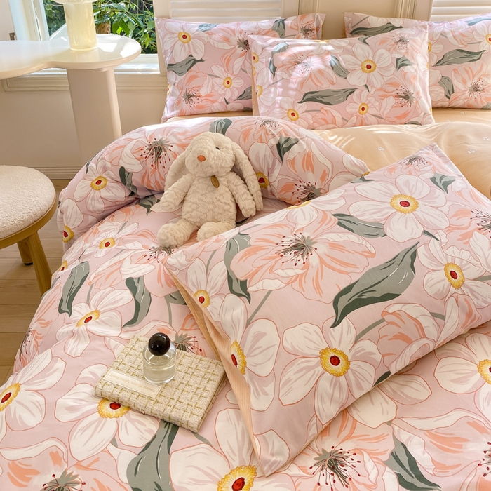 91家纺网 家纺一手货源 找家纺 黑马家居 2025新款全棉喷气13070印花单被套 嫣然花开