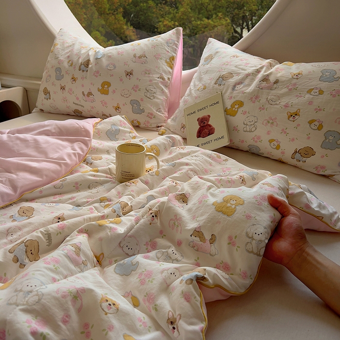 91家纺网 家纺一手货源 找家纺 初念 2025新款云朵棉系列夏被（提供买家秀） 灰蒙小狗