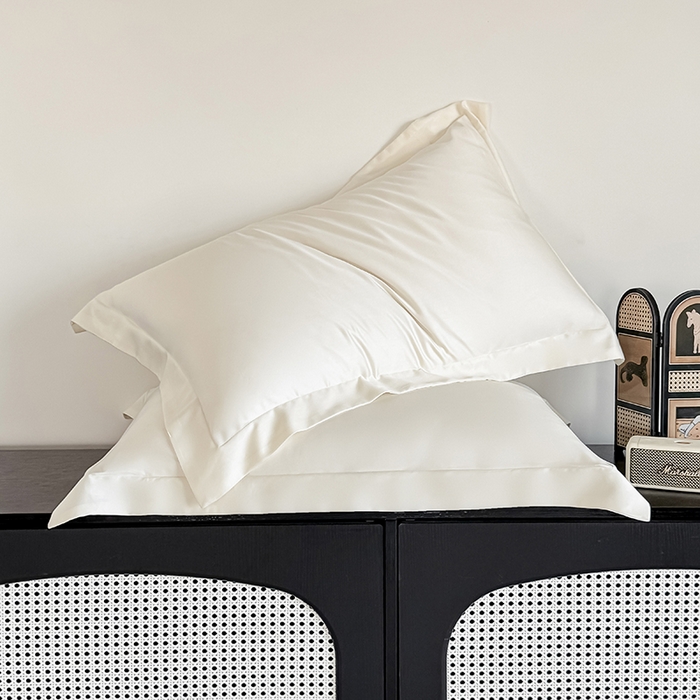 91家纺网 家纺一手货源 找家纺 金喜 2025新款LF级60支莱赛尔天丝枕套宽边枕套 奶昔