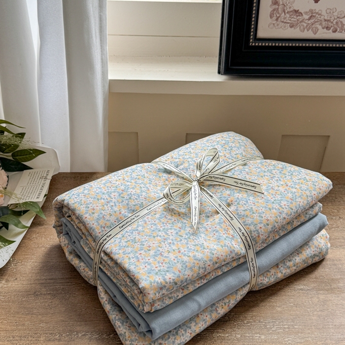 91家纺网 家纺一手货源 找家纺 2025新款全棉有氧双层纱系列套件 春日