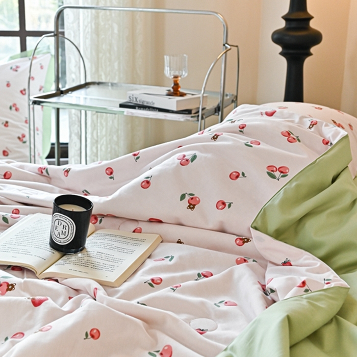 91家纺网 家纺一手货源 找家纺 金喜 2025新款天丝棉大豆印花夏凉被夏被四件套 甜心