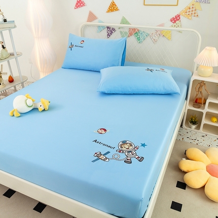 91家纺网 家纺一手货源 找家纺 徕米家居  2025新款水洗真丝绣花单床笠 追梦宇航员