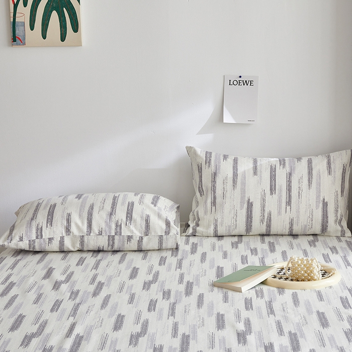 91家纺网 家纺一手货源 找家纺 怡家居 2025新款全棉老粗布床单床笠三件套 时空-灰