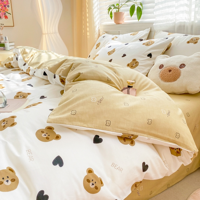 91家纺网 家纺一手货源 找家纺 黑马家居 2025新款全棉喷气13070印花单被套 小熊比尔