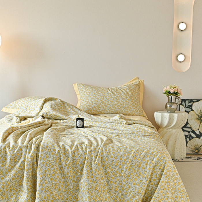 91家纺网 家纺一手货源 找家纺 金喜 2025新款天丝棉大豆印花夏凉被夏被四件套 黛西